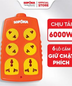 Ổ cắm diện Sopoka 6000W 6 lỗ chéo không dây 30A 6S-6000W+C