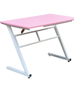 Bàn Gaming chân chữ Z trắng, mặt gỗ MDF màu hồng
