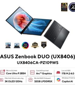 Laptop ASUS ZenBook DUO 2025 Core Ultra 9 285H/32GB/1TB/120Hz/Touch/OfficeHS24+365/Win11 UX8406CA-PZ109WS
