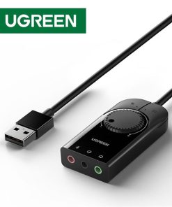 Bộ chuyển đổi USB 2.0 ra âm thanh 3.5mm (1 đầu mic, 1 đầu tai nghe) có điều khiển volume Ugreen 50599