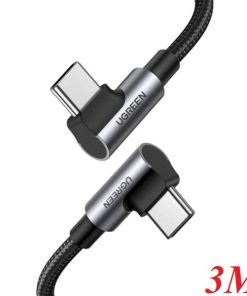 Cáp dữ liệu, sạc nhanh 100W USB 2.0 Type-C to Type-C bẻ góc 2 đầu 90 độ L dài 3M Ugreen 10357 cao cấp