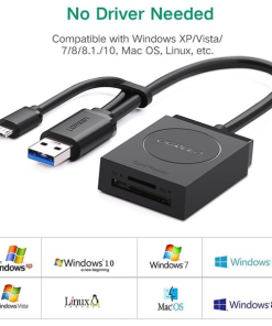 Đầu đọc thẻ nhớ MicroSD/SD chuẩn USB 3.0 & OTG Ugreen 20203 (màu đen)