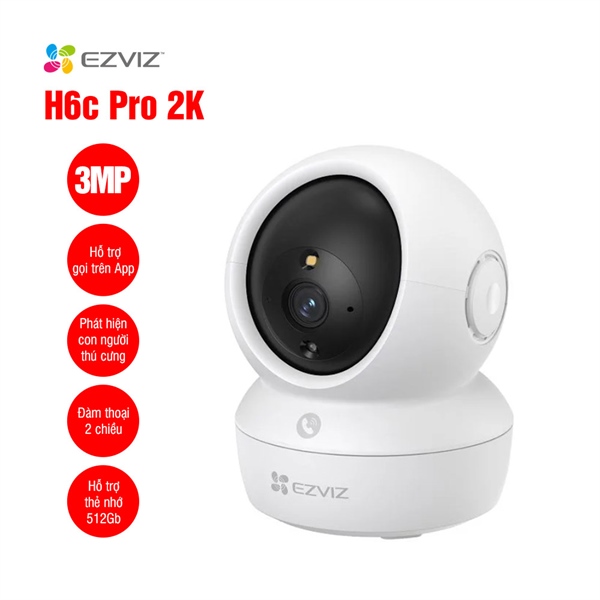 Camera Ezviz H6C Pro 2K 3MP wifi, nút call gọi điện cảm ứng, 360 độ