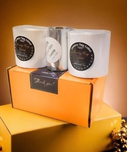 Combo 2 cuộn tem vàng 21x10mm + 1 cuộn mực ribbon Resin 80mm