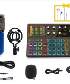 Combo hát livestream Soundcard SK300 Plus & Micro BM900 (tặng giá đỡ điện thoại và tai nghe)